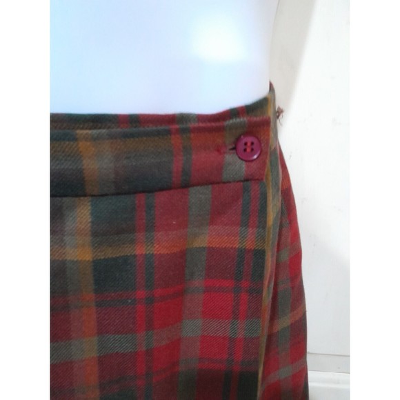 Vintage Kilt Kerry Hope Red Plaid Tartan Pure Wool   Made in Britain Sz 10 - Picture 3 of 14